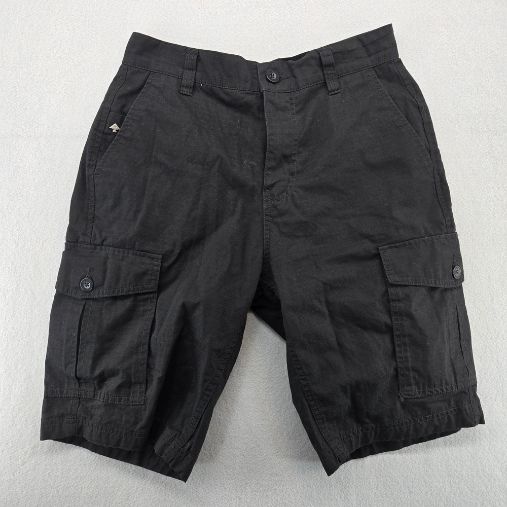 LRG Vintage Y2K Black Cargo Shorts Ripstop Broken Zipper As Is Skater‎ Baggy 28